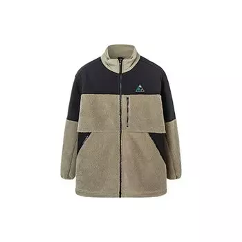 Anta Colorblock Шерпа Трикотажная куртка на флисовой подкладке Мужская куртка Серая 152146705-1