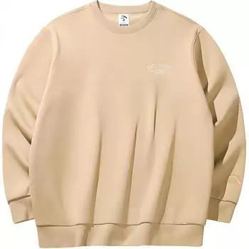 Anta Comfortable Breathable Letter Round Neck Fleece Warm Sweatshirt Men sweatshirt Light-Brown 152448723-1 M