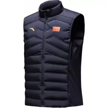 Anta Comfortable Breathable Solid Color Zipper Stand Collar Versatile Down Vest Women vest Legendary-Blue 462340103-2 S