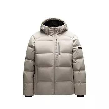 Anta Comfortable Breathable Versatile Hooded Zipper Down Jacket Men Outerwear Light-Chestnut-Gray 152517921R-1 XL
