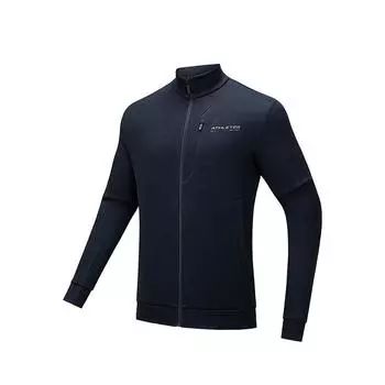 Anta Comfortable Breathable Versatile Jacket With Letter Zipper Stand Collar Men Jacket Basic-Black 152517708-2 M