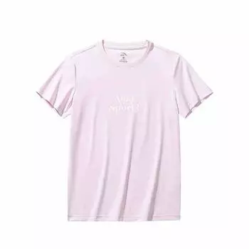 Anta Comfortable Breathable Versatile Letter Round Neck Short Sleeve T-Shirt Women T-Shirts Ice-Cream-Pink 162528103-2 M