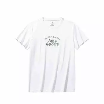 Anta Comfortable Breathable Versatile Letter Round Neck Short Sleeve T-Shirt Women Tops Snow-White 162528103-1 S