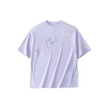 Anta Comfortable Breathable Versatile Pullover Short Sleeve T-Shirt Women Tops Lavender 162427123-4 M