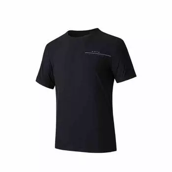 Anta Comfortable Breathable Versatile Short Sleeve T-Shirt Men Tops Basic-Black 152527109-4 S