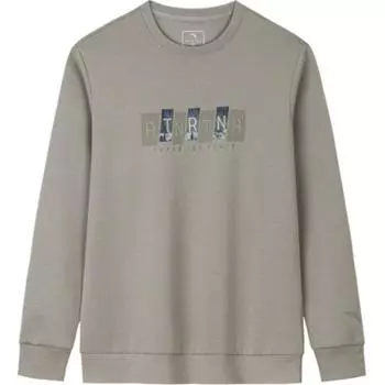 Anta Comfortable Casual Color Block Simple Round Neck Slim Fit Letter Print Long Sleeve Sweatshirt Men sweatshirt Ash-Gray 152447746-4 M