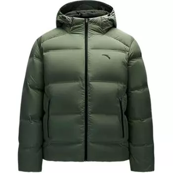 Anta Comfortable Casual Hooded Simple Zipper Down Jacket Men Outerwear Jinglin-Green 952447905-2 M