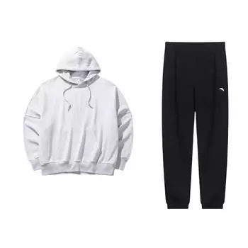 Anta Comfortable Casual Letter Hoodie Loose Pullover Tapered Knit Sports Pants Sweatshirt Set Men sweatshirt set 952337309-1+172431705-1 S