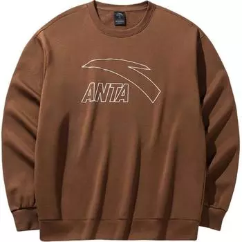 Anta Comfortable Casual Loose Round Neck Pullover Breathable Sweatshirt Men sweatshirt Cinnamon-Brown 952448709-3 L