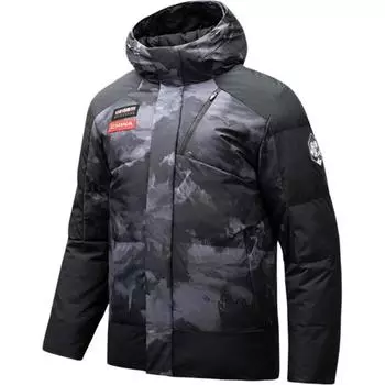 Anta Comfortable Casual Minimalist Color-Block Warm Hooded Down Jacket Men Outerwear Basic-Black All-Over-Print 152517915S-5 L