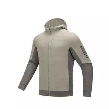 Anta Comfortable Casual Minimalist Color-Block Zip-Up Hooded Jacket Men Jackets Green-Bean Dark-Green 152517718S-2 3XL
