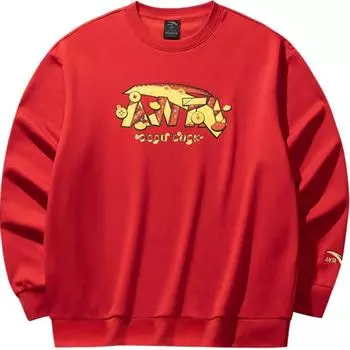 Anta Comfortable Casual Round Neck Simple Fleece Loose Sweatshirt Unisex Sweatshirt Deep-Red 952518702-5 M