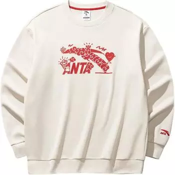 Anta Comfortable Casual Round Neck Simple Fleece Loose Sweatshirt Unisex Sweatshirt Mud-Sand-Gray 952518702-4 M