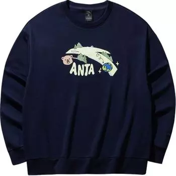 Anta Comfortable Casual Simple Cartoon Loose Sweatshirt Women Sweatshirt Maya-Blue 962518708-4 XS