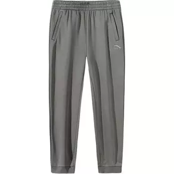 Anta Comfortable Casual Simple Cuffed Fleece Knitted Sports Pants Men Bottoms Dark-Brown Gray 952447310-5 S