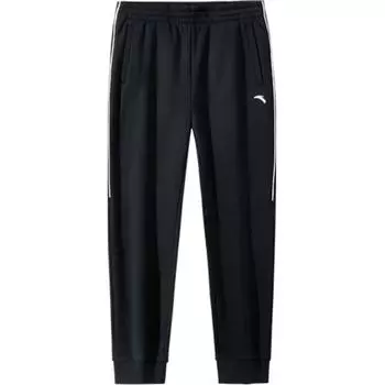 Anta Comfortable Casual Simple Design Tapered Fleece Knit Sports Pants Men Bottoms Basic-Black 952447309-4 L