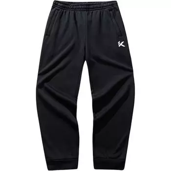 Anta Comfortable Casual Simple Fleece Mid-Waist Versatile Tapered Thick Warm Knitted Sports Pants Men bottoms Black 152441311N-2 S