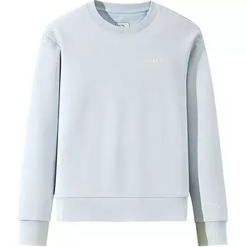 Anta Comfortable Casual Simple Fleece Round Neck Pullover Sweatshirt Women sweatshirt Light-Gray Blue 162447713N-2 S