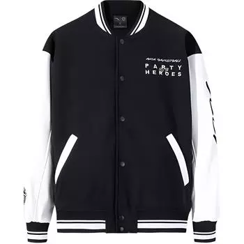 Anta Comfortable Casual Simple Letter Print Loose Baseball Jacket Men jackets Basic-Black Pure-White 152441610-2 S