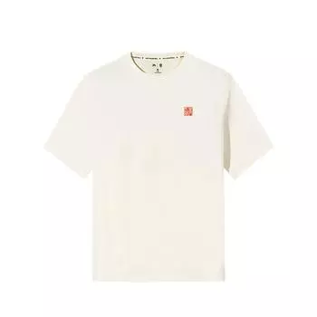Anta Comfortable Casual Simple Letter Print Round Neck Pullover Short Sleeve T-Shirt Men Tops Vanilla-White 172521128-1 M