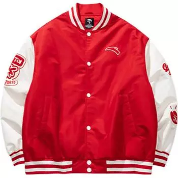 Anta Comfortable Casual Simple Loose Letter Cotton Jacket Unisex Jacket Deep-Red 972518801-3 S