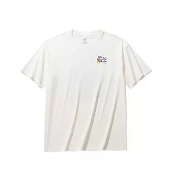 Anta Comfortable Casual Simple Loose Round Neck Breathable Short Sleeve T-Shirt Men Tops Ivory-White 952528104-1 3XL