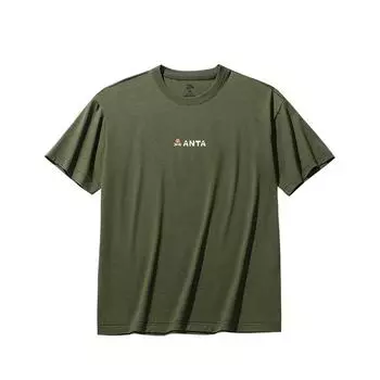 Anta Comfortable Casual Simple Loose Round Neck Breathable Short Sleeve T-Shirt Men Tops Bailun-Green 952528104-8 S
