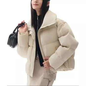 Anta Comfortable Casual Simple Loose Short Down Jacket Women Outerwear White-Tea 162447921-2 XL