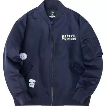 Anta Comfortable Casual Simple Loose Stand Collar Jacket Men Jacket Midnight-Blue 172428606R-2 L