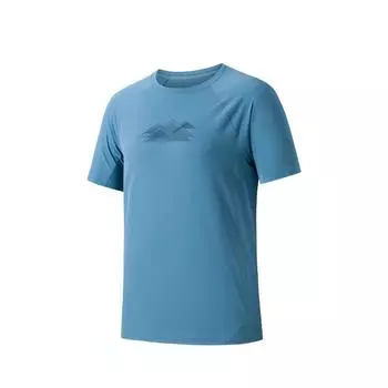Anta Comfortable Casual Simple Round Neck Breathable Short Sleeve T-Shirt Men Tops Parrot-Blue 152520119-2 M