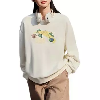 Anta Comfortable Casual Simple Round Neck Cartoon Loose Sweatshirt Women sweatshirt Ivory 962518708-2 XS