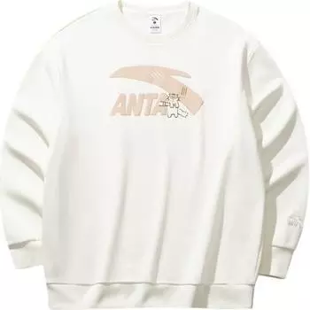Anta Comfortable Casual Simple Round Neck Pullover Sweatshirt Women Sweatshirt Ivory-White 962518715-1 S