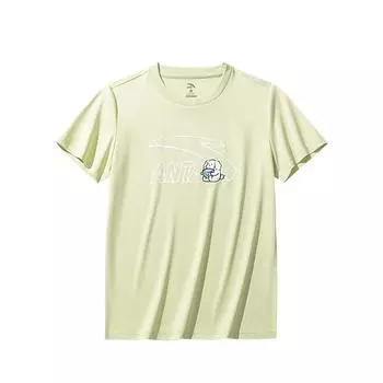 Anta Comfortable Casual Simple Round Neck Pullover Versatile Short Sleeve T-Shirt Women T-Shirt Pistachio-Green 962528101-5 XS
