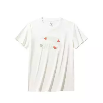 Anta Comfortable Casual Simple Round Neck Pullover Versatile Short Sleeve T-Shirt Women T-Shirts Ivory-White 962528101-1 2XL