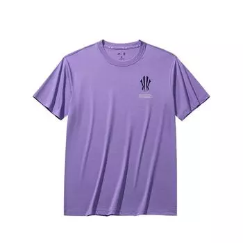 Anta Comfortable Casual Simple Round Neck Pullover Loose Fashion Design Trendy Short Sleeve T-Shirt Unisex Tops Bellflower-Purple 172531111-5 M