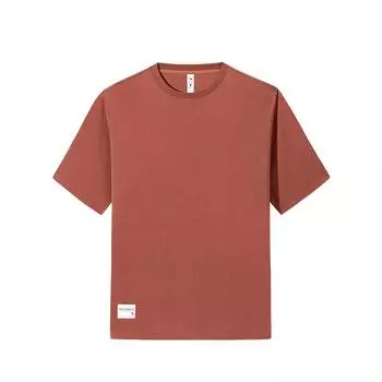 Anta Comfortable Casual Simple Solid Color Loose Drop Shoulder Versatile Breathable Short Sleeve T-Shirt Men Tops Red-Tea 152527161-4 L