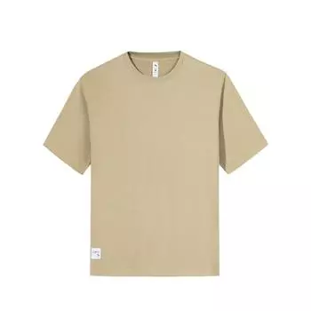 Anta Comfortable Casual Simple Solid Color Loose Drop Shoulder Versatile Breathable Short Sleeve T-Shirt Men Tops Rock-Tea-Brown 152527161-1 M