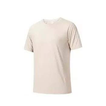 Anta Comfortable Casual Simple Solid Color Round Neck Pullover Versatile Short Sleeve T-Shirt Men Tops Light-Wood 152520141-1 L