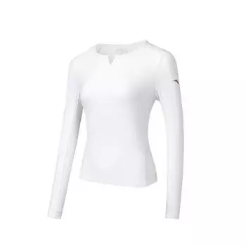 Anta Comfortable Casual Simple Solid Color V-Neck Long Sleeve T-Shirt Women Tops Paper-White 162517405-4 S