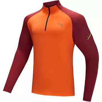 Anta Comfortable Casual Simple Stand Collar Thick Long Sleeve Knitted Shirt Men tops Lava-Orange 152445401N-1 3XL