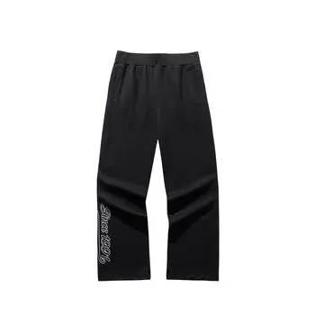 Anta Comfortable Casual Simple Straight Leg Mid Rise Loose Knit Sports Pants Women bottoms Basic-Black 162518304-3 S