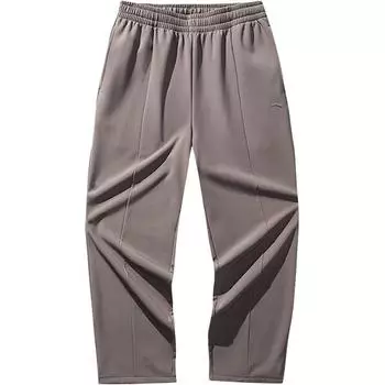 Anta Comfortable Casual Simple Straight Loose Fleece Lined Knitted Sports Pants Women bottoms Tawny 962517503-5 XS