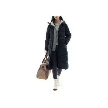 Anta Comfortable Casual Simple Thick Long Hooded Down Jacket Women Outerwear Basic-Black 962447906-2 XS