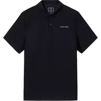 Anta Comfortable Casual Simple Versatile Letter Print Short Sleeve Polo Shirt Men tops Basic-Black 952527138-5 S