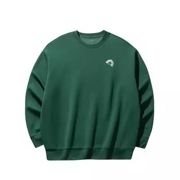 Anta Comfortable Casual Simple Versatile Round Neck Pullover Loose Sweatshirt Men Sweatshirt Warm-Jade-Green 952518706-6 XS
