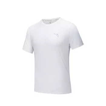 Anta Comfortable Casual Solid Color Simple Versatile Round Neck Quick-Dry Sports Short Sleeve T-Shirt Men Tops Pure-White 152535110-2 2XL