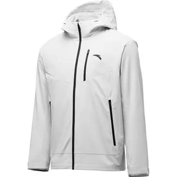Anta Comfortable Casual Versatile Simple Hooded Zipper Waterproof Windproof Warm Jacket Men Jacket Light-Pink Gray 452440208-1 S