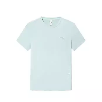 Anta Comfortable Lightweight Breathable Sports Simple Solid Color Round Neck Short Sleeve T-Shirt Women Tops Star-Ring-Blue 162525110-1 M