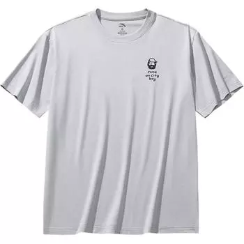 Anta Comfortable Loose Casual Letter Print Round Neck Versatile Simple Moisture Wicking Short Sleeve T-Shirt Men Tops Mud-Lime 952528102-5 2XL