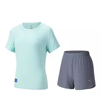 Anta Comfortable Round Neck Short Sleeve Top And Casual Mid Waist Shorts Set Women sets 962527207-1 XS